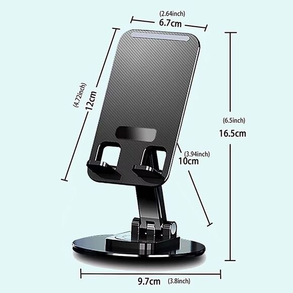 Portable Desktop Stand Mount Mobile Phone Holder 360 Rotating Aluminum Black - Picture 1 of 10